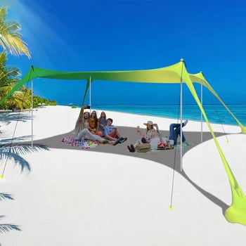 Outdoor Beach Tent Sun Shelter Camping Shades Tents Windproof One-piece Beach Canopy Tents UPF50+ Portable Family Tent