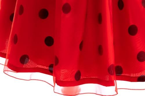 Sgehen Girls Ladybug Costume Puff Sleeve Dress - Halloween Birthday Christmas PartyCostuming Set