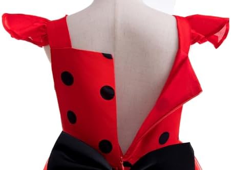 Sgehen Girls Ladybug Costume Puff Sleeve Dress - Halloween Birthday Christmas PartyCostuming Set