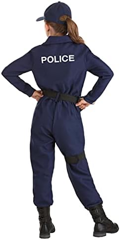 Girls Tactical Cop Jumpsuit Costume with Hat and Belt