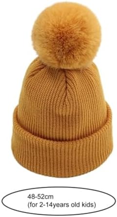 BILKEYU Boys Girls Winter Hats Pom Poms for Kids