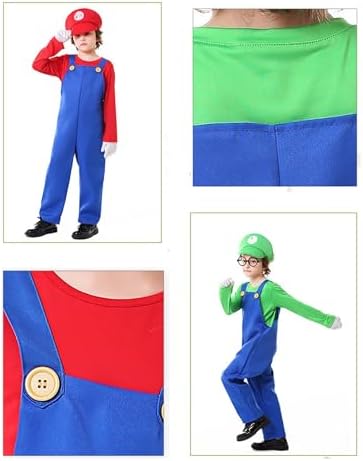Halloween Costume Kids Plumber Jumpsuit Set