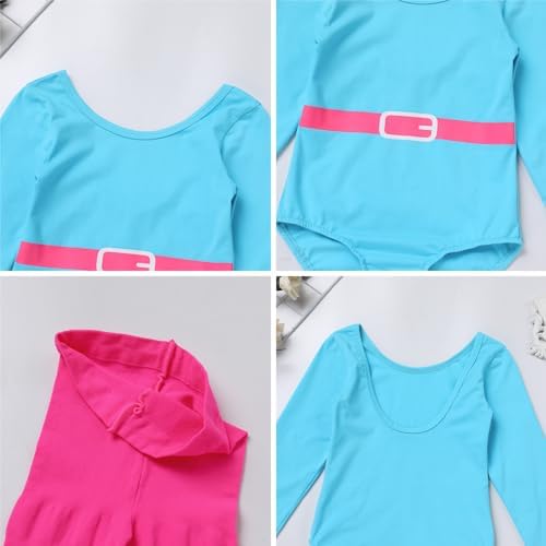 ODASDO 80s Retro Fitness Outfit for Girls Halloween Costume Set
