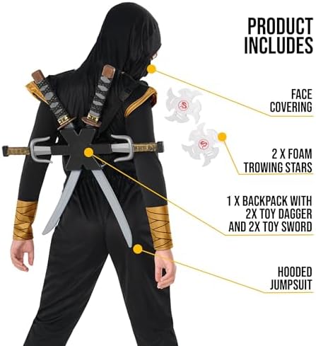 Morph Deluxe Ninja Costume for Kids Boys Set with Accessories