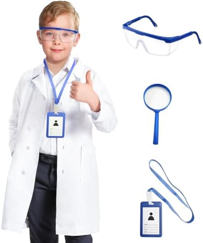 White Doctor Lab Coat for Kids with Stethoscope Costume