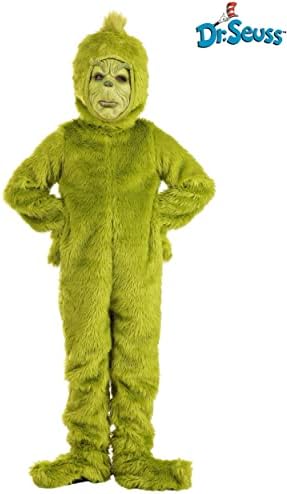 Perfect Dr Seuss The Grinch Costume Open Face Faux Fur