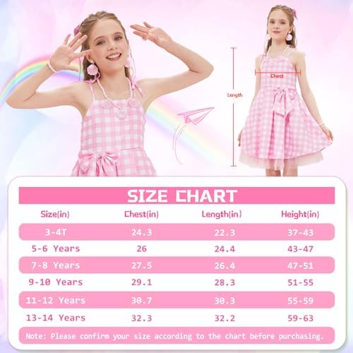 Girls Pink Plaid Costume Dress with Accessories