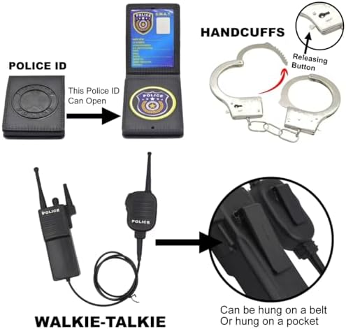 QPCOS Police Costume for Kids - Halloween and Role Play Set
