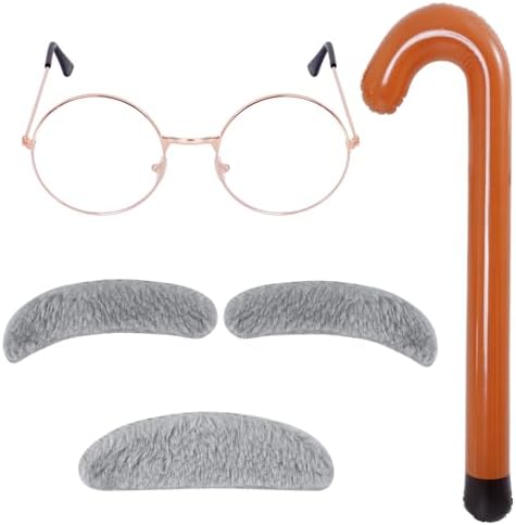 Dxhycc 100th Day Grandpa Costume Set - Glasses Accessories for Grandma Costume