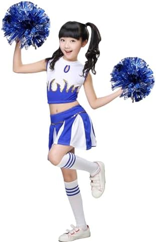 LOLANTA - Girls Cheerleader Set - Pleated Skirt with Pom Poms