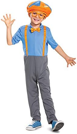 Blippi Costume Kids Toddler Halloween Jumpsuit with Hat and Bowtie