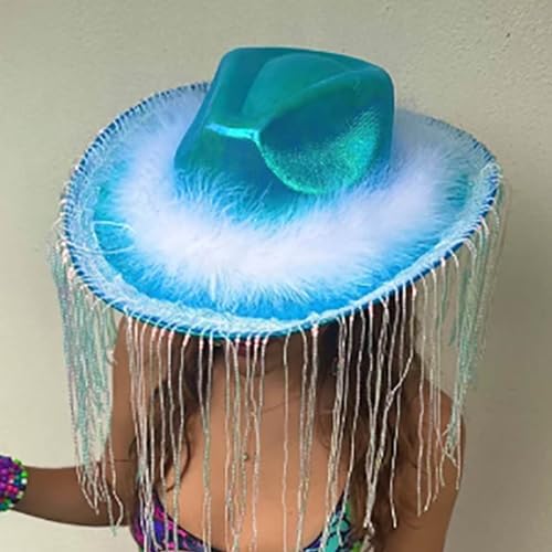 Vintage Cowgirl Hat with Furry Tassels