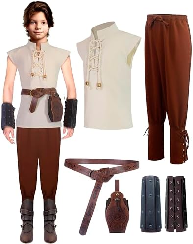 Medieval Kids Pirate Viking Costume - 5-Piece Set for 4-12 Years