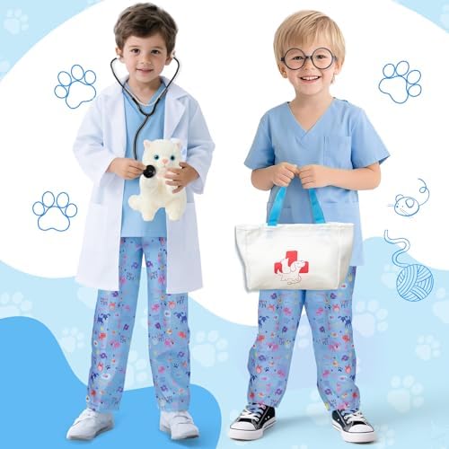 Latocos 10pcs Kids Veterinarian Costume Play Set Halloween Career Day Dress Up