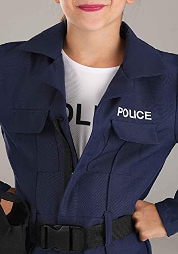 Girls Tactical Cop Jumpsuit Costume with Hat and Belt