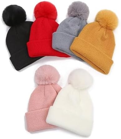 BILKEYU Boys Girls Winter Hats Pom Poms for Kids