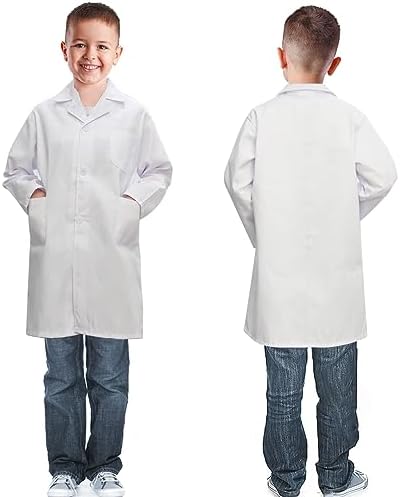 White Doctor Lab Coat for Kids with Stethoscope Costume