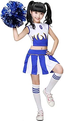 LOLANTA - Girls Cheerleader Set - Pleated Skirt with Pom Poms