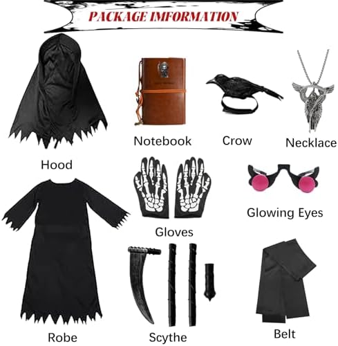 Halloween Grim Reaper Costume with Glowing Red Eyes 1
