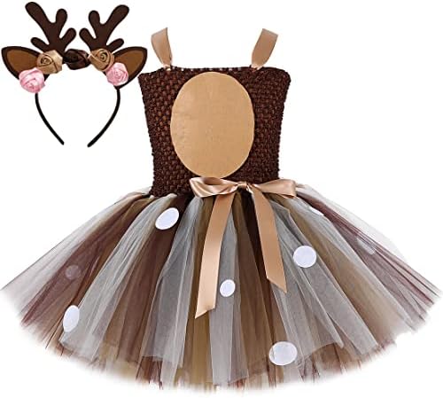 Girls Deer Costume Tutu Dress for Halloween and Christmas