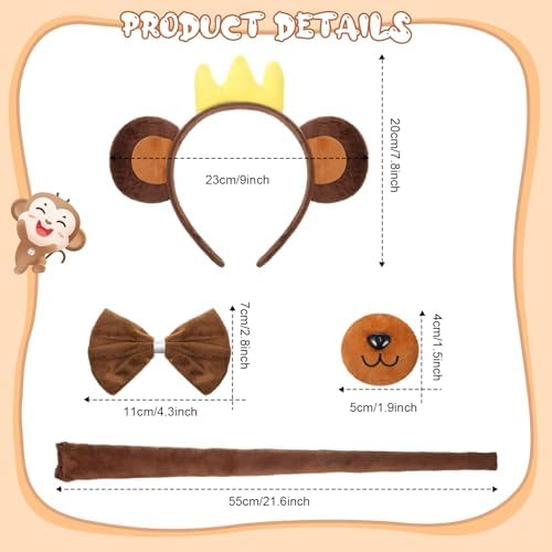 Maiteenly Halloween Monkey Accessories Set for Kids and Men