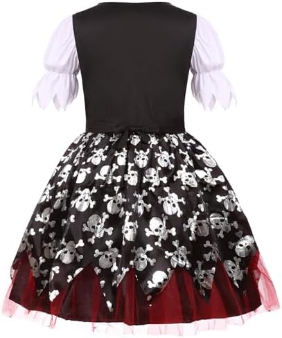 Kids Pirate Costume Girls DeluxeBuccaneer Princess Costume Dress Set for Halloween Party