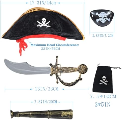 TOGROP Pirate Kids Costume Set 3-12 yrs