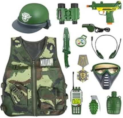 KalaDuck 13-Piece Army Costume for Boys Ages 3-8