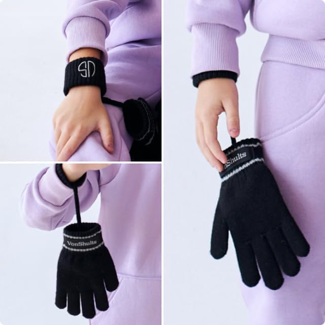 VonShults Merino Wool Winter Gloves - Soft Stylish Christmas Gift for Kids