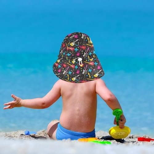 AMmao Colorful Guitar Stars Toddler Beach Sun Hat