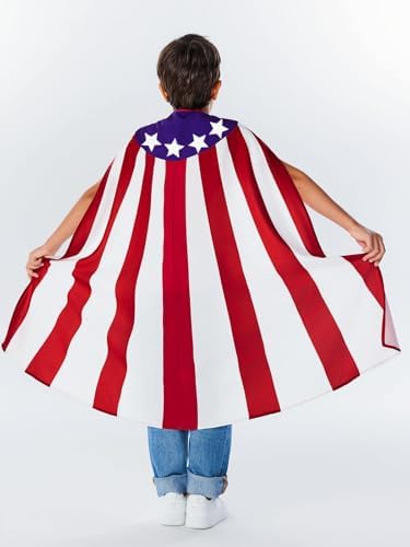 Haloumoning Boys Independence Day Patriotic Cape US Flag for Kids
