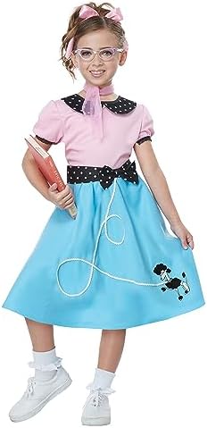 Blue 50s Sock Hop Dress - Girls Costume