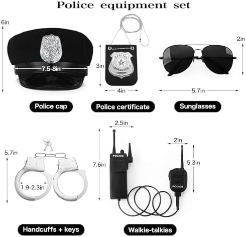 Adjustable Police Costume Accessories Set for Men Women