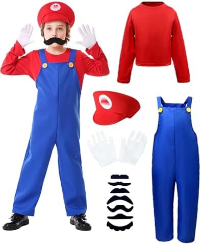 Halloween Costume Kids Plumber Jumpsuit Set