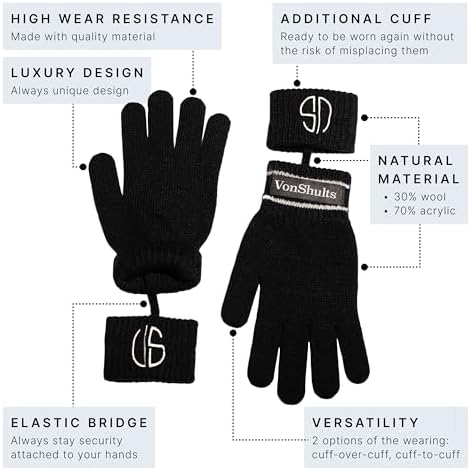 VonShults Merino Wool Winter Gloves - Soft Stylish Christmas Gift for Kids