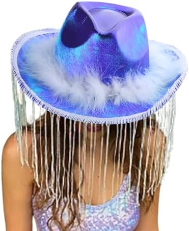Vintage Cowgirl Hat with Furry Tassels