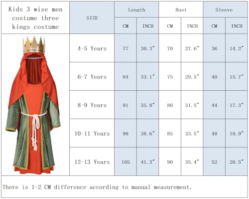 3 Wise Men Kids Costume Set