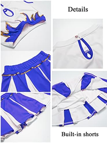 LOLANTA - Girls Cheerleader Set - Pleated Skirt with Pom Poms