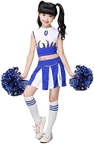 LOLANTA - Girls Cheerleader Set - Pleated Skirt with Pom Poms