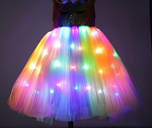 Girls Unicorn Costume LED Light Up Dress for Princesses