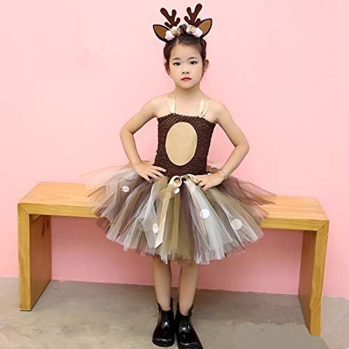 Girls Deer Costume Tutu Dress for Halloween and Christmas
