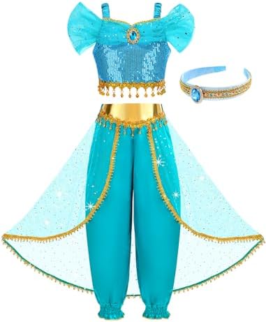 Shining Arabian Princess Costume For Girls Party Time in Brightest Blue