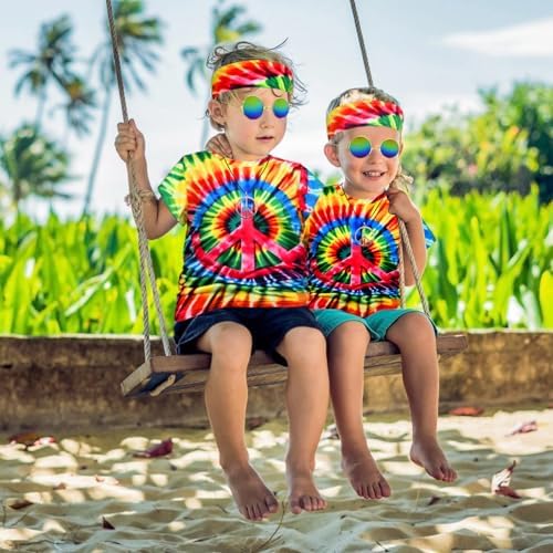 Stylish 4-Piece 60s-70s Hippie Costume Set for Boys