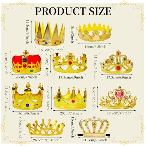 10 Pcs Royal King Crowns - Party Prom Sets