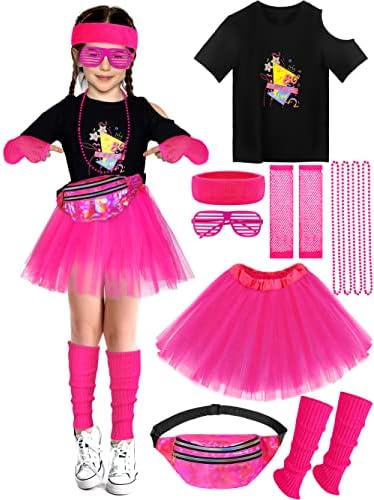SOMSOC 13-Piece 80s Girl Costume Accessory Set