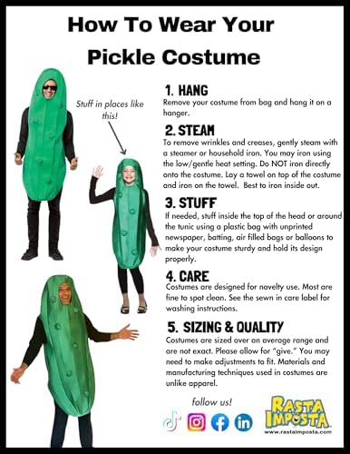 Rasta Imposta Pickle Costume Dill Cucumber Gherkin for Kids 7-10 Years
