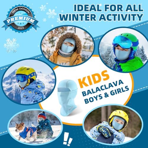 ICOCOPRO Kids Windproof Thermal Face Mask - Balaclava for Skiing More
