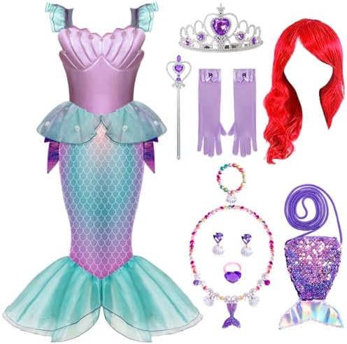 Halloween Mermaid Princess Costume for Girls 4-6
