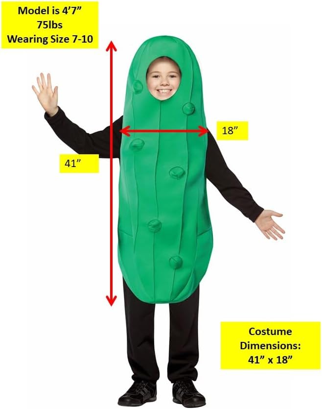 Rasta Imposta Pickle Costume Dill Cucumber Gherkin for Kids 7-10 Years