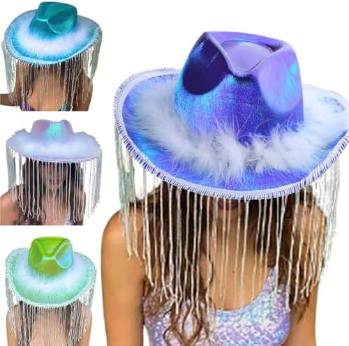 Vintage Cowgirl Hat with Furry Tassels